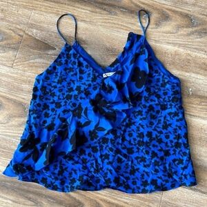 Alice + Olivia Lavonia Blue and Black Floral Camisole